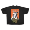 Mary Tee - flat shot, black t-shirt with crowned Madonna graphic and Wizard Trees logo